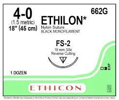[662G] ETHILON SUTURE 08" (45CM) 4-0 BLK