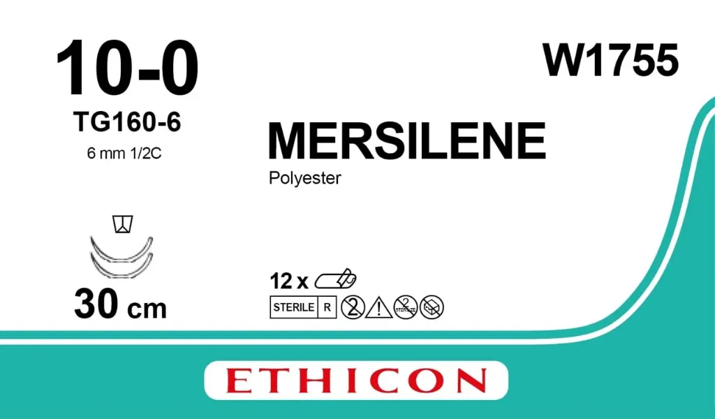 [W1755] MERSILENE, green, monofilament, 2xTG160-6, 10-0, 30cm