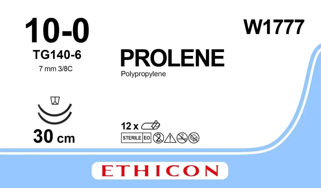 [W1777] Prolene Blue 30cm 10-0 D/A TG140-6